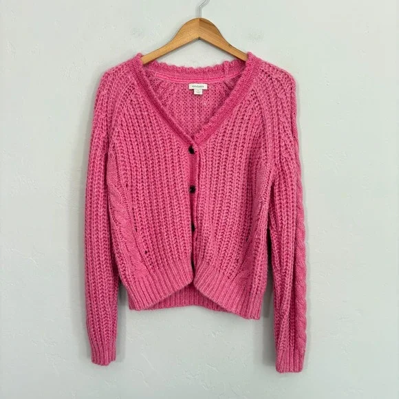 Sundance Knit Cardigan Women Size Small Pink Chunky Long Sleeve - Picture 1 of 11